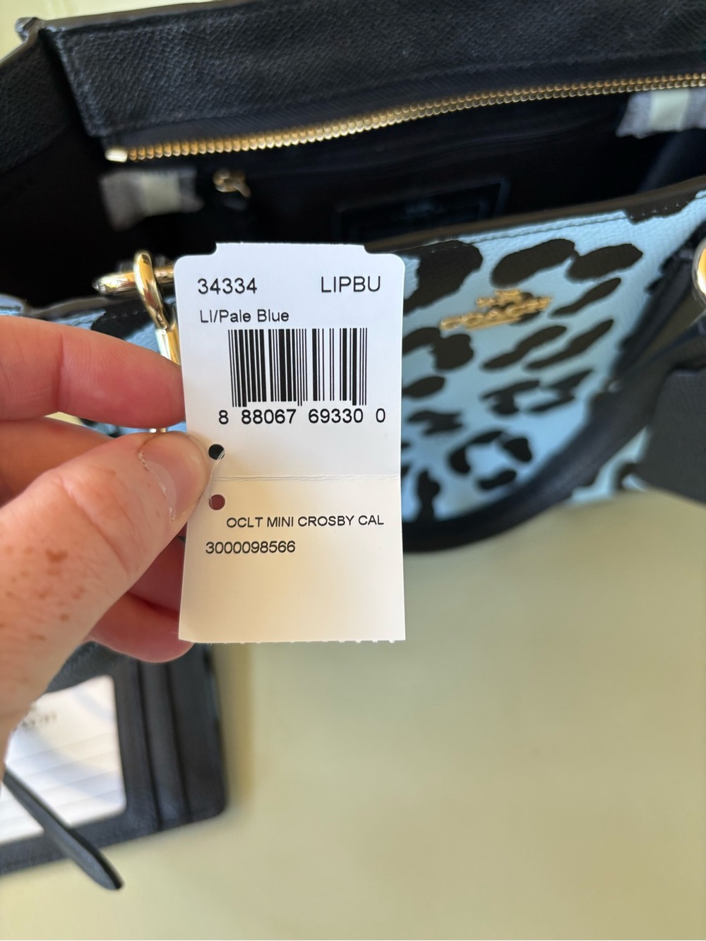 Coach Light Blue and Black Leopard Print Tote with Matching Card Case - Picture 4 of 4